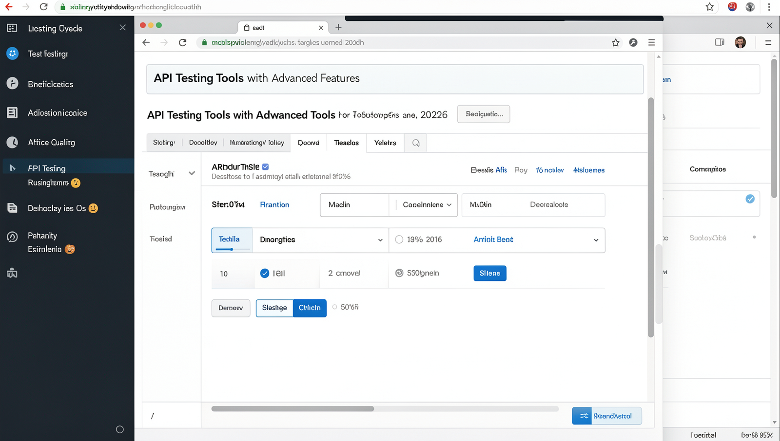 Detailed screenshot of an advanced API testing tool interface with natural lighting.