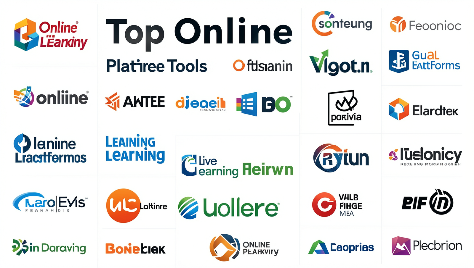 Collage of logos from various online learning platforms for programming.