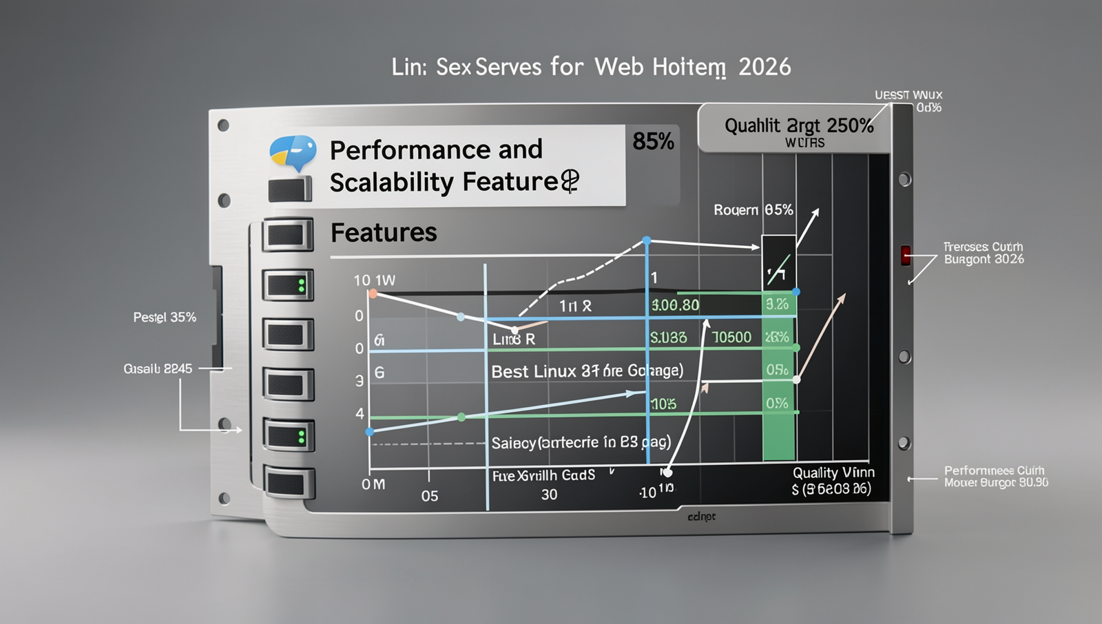 Detailed graphic illustrating performance metrics and scalability features for Linux servers.