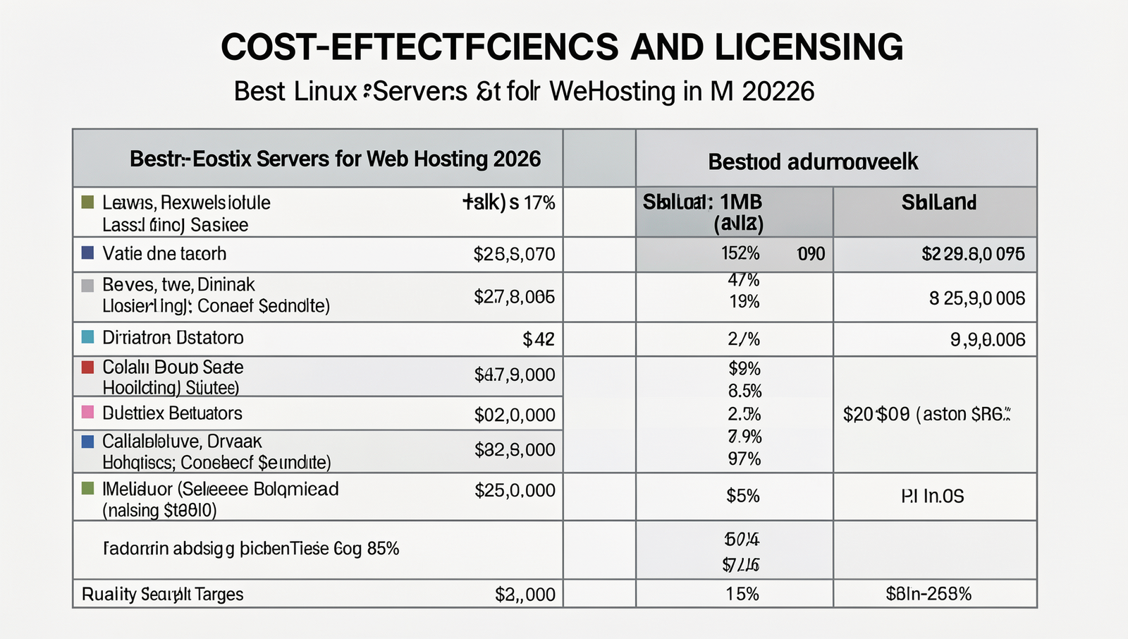 Detailed chart comparing costs of various Linux web hosting solutions for 2026.