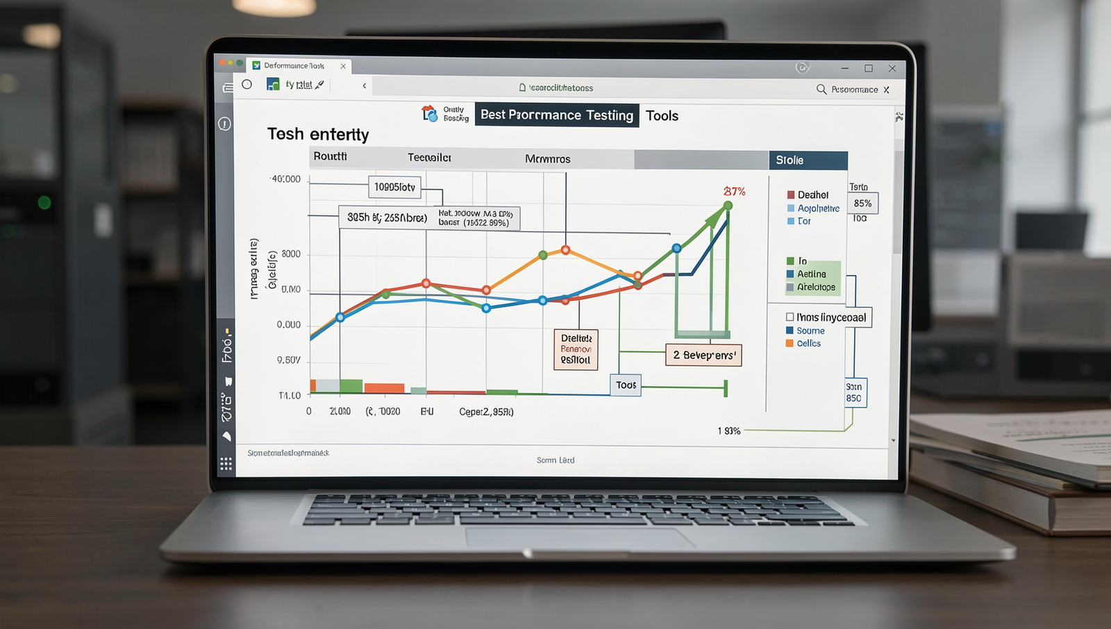 Detailed illustration of performance testing metrics and tools for software developers