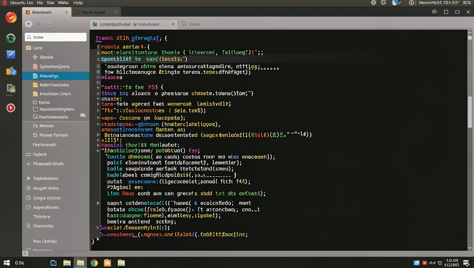 Photorealistic image of a Linux desktop showing a project folder structure in a terminal.