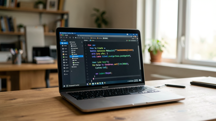 Professional web developer coding a website using WordPress and custom code.
