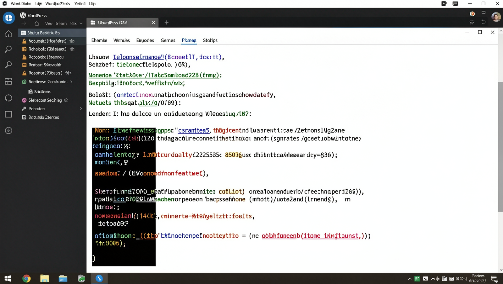 Screenshot of WordPress theme selection page on a Linux desktop environment.