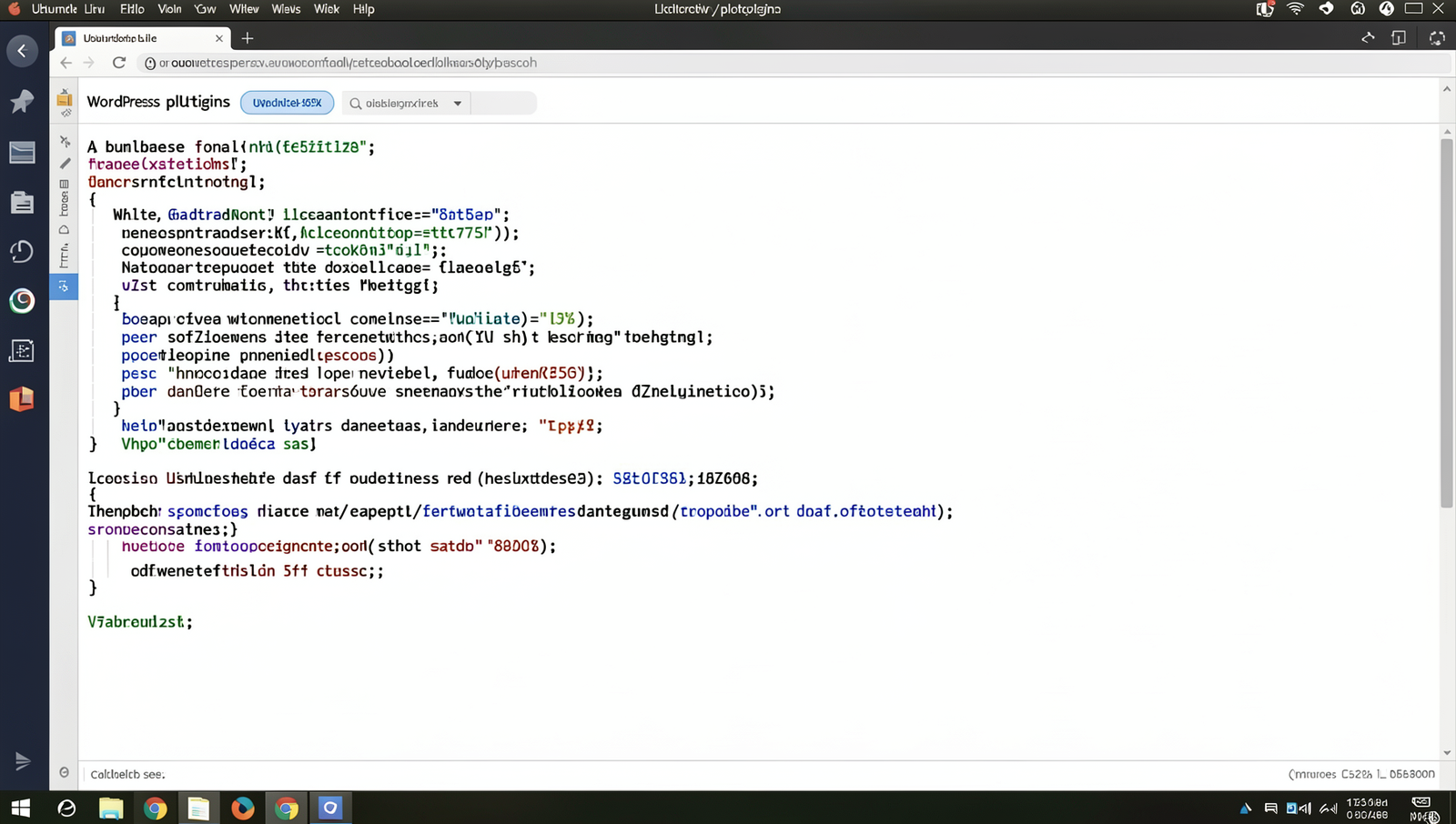 Screenshot of WordPress plugins page on a Linux desktop environment