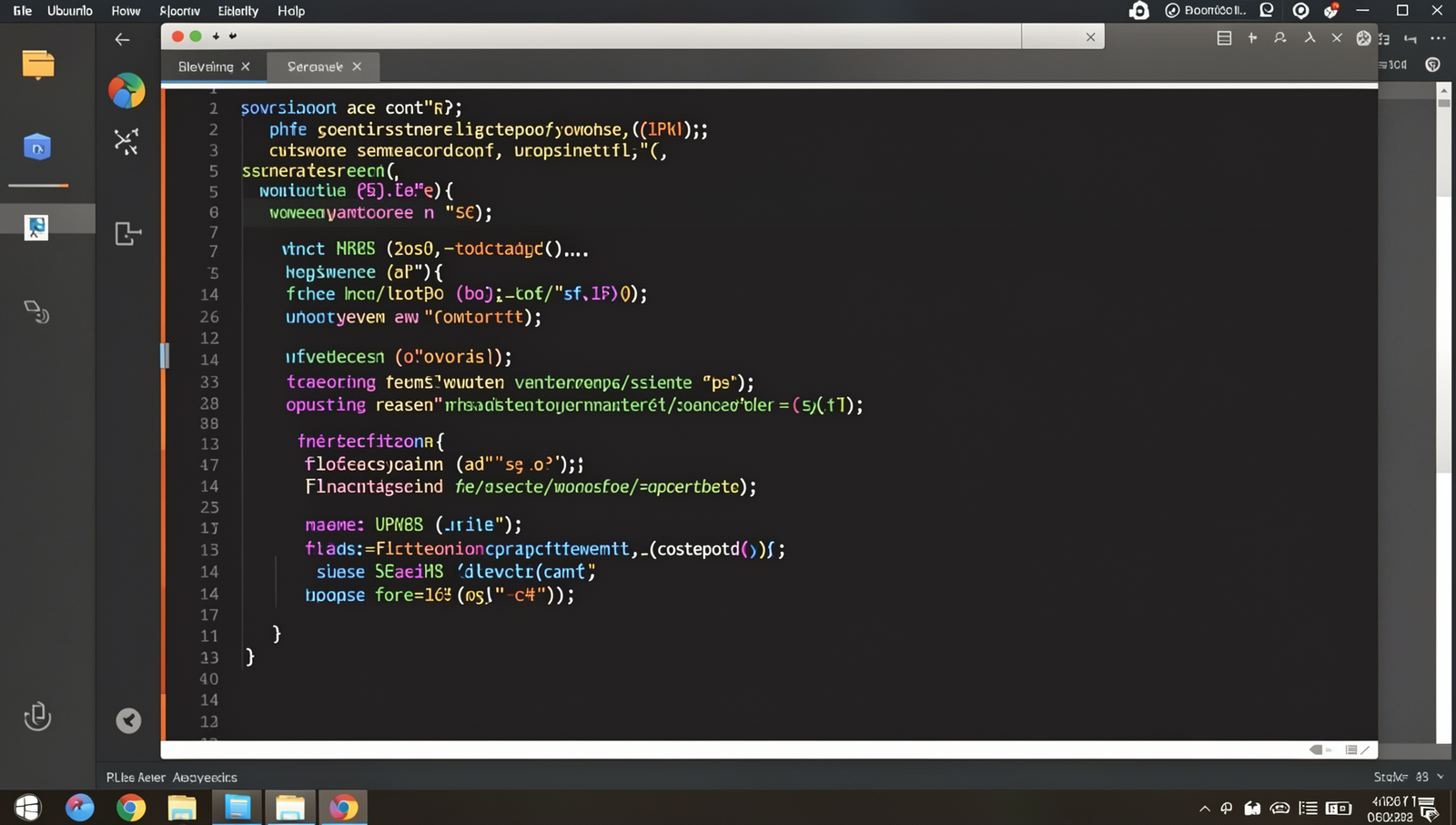Screenshot of a code editor displaying PHP code on a Linux desktop environment.