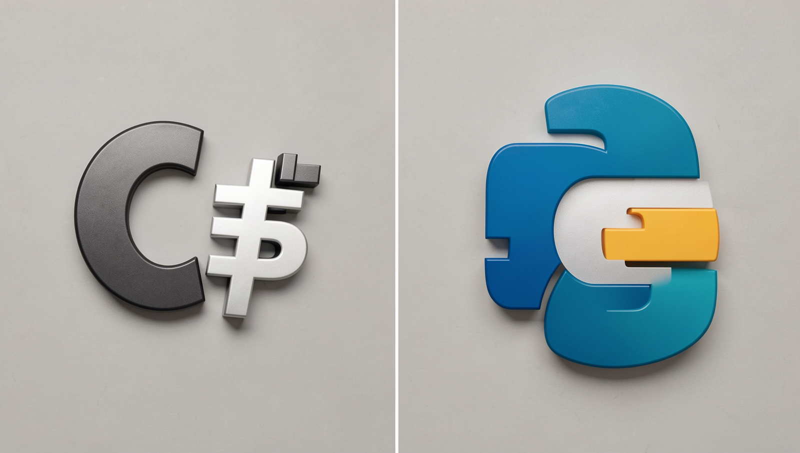 Split image featuring C# logo on left and Java logo on right, showcasing programming languages.