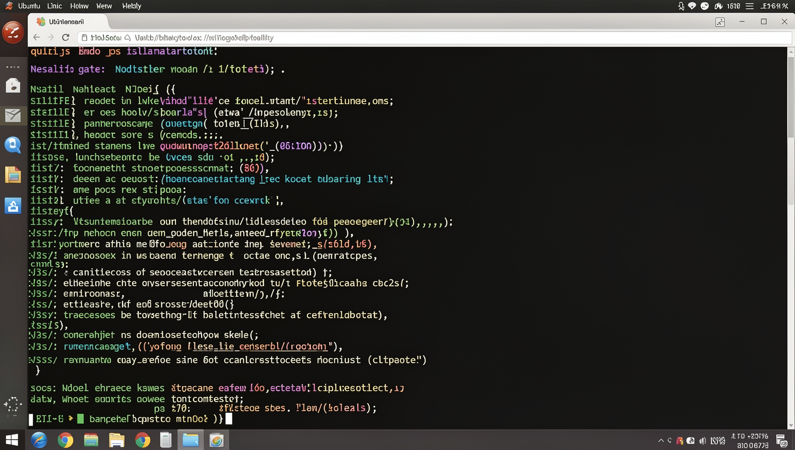 Screenshot of Node.js installation process on a Linux desktop terminal.