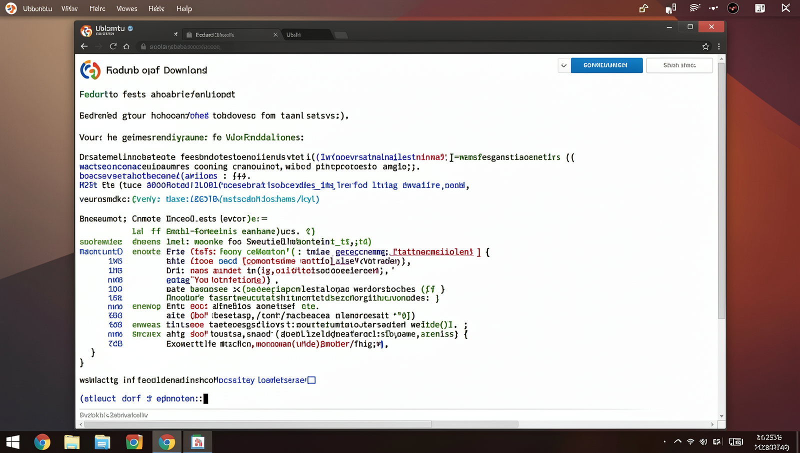 Screenshot of the Fedora download page with realistic UI and natural lighting.
