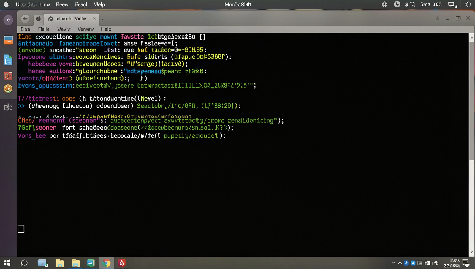 Screenshot of MongoDB shell prompt on a Linux desktop verifying installation.