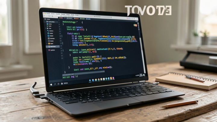 Professional setup for installing Git on Windows with natural lighting and sharp focus.