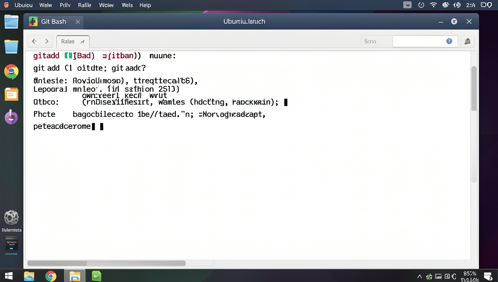 Screenshot of Git Bash executing the 'git add' command in a Linux terminal.