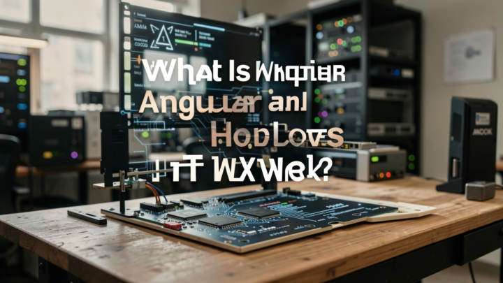 Photorealistic image depicting Angular technology in a modern workspace.