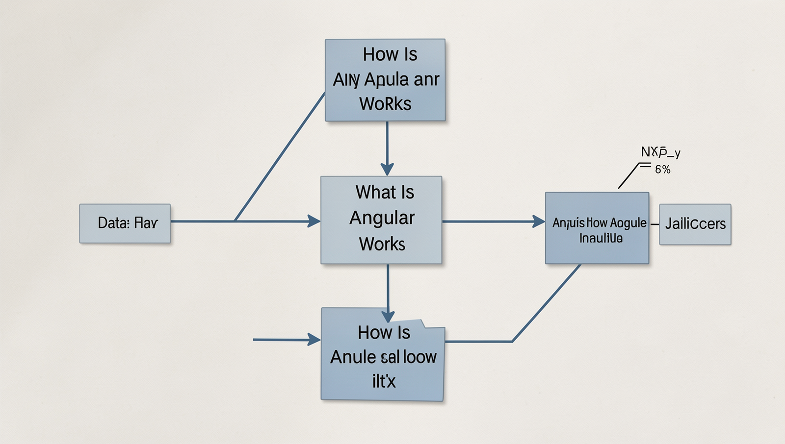 Detailed flowchart illustrating Angular data flow in a professional diagram style.