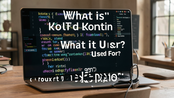 Professional editorial photo showcasing Kotlin programming in a modern workspace.