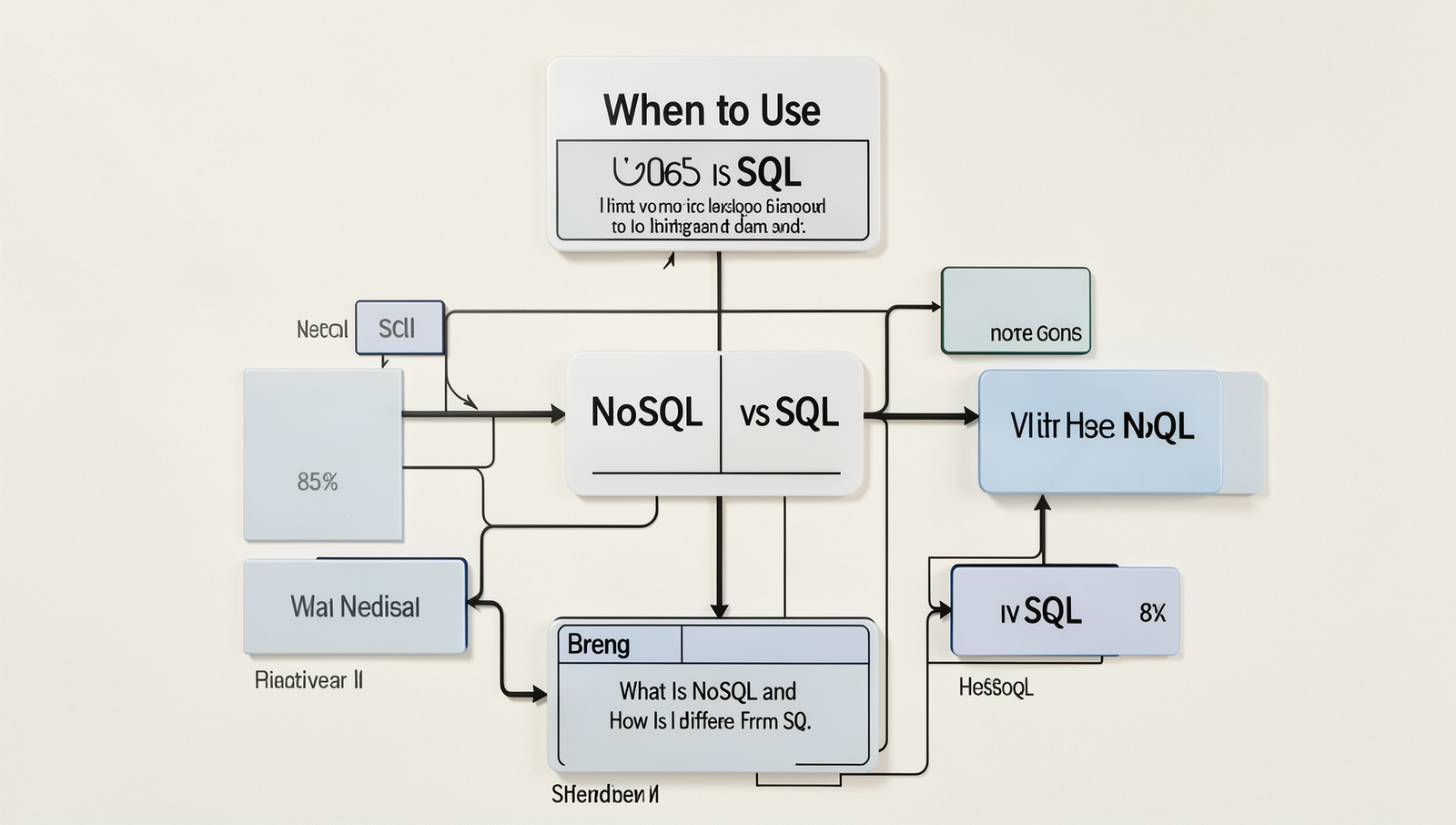 Detailed decision tree comparing NoSQL and SQL database choices.